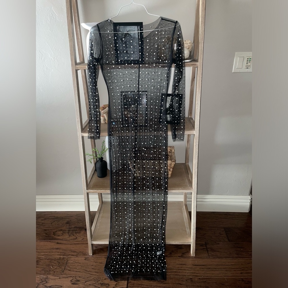 Small Black Sheer Pearl/Stone Dress